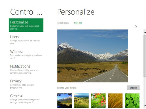 Control panel ofwel Configuratiescherm in Windows 8