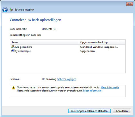 back-upinstellingen controleren