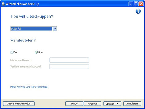 Wat wilt u back-uppen