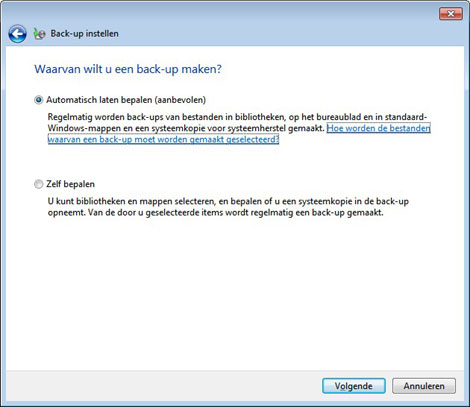 instellen waarvan windows 7 een back-up moet maken