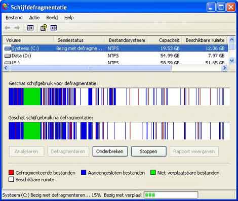 harde schijf defragmenteren in Windows XP