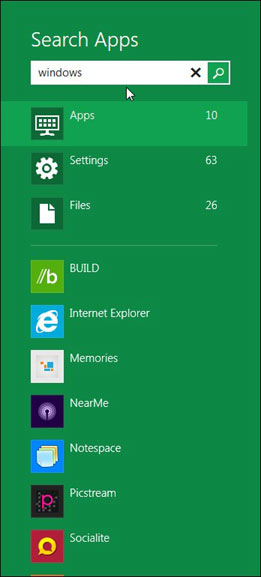 zoekfunctie Windows 8