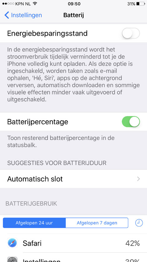 batterijverbruik iPhone bekijken