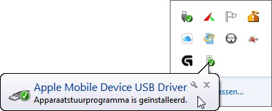 Windows geeft weer wanneer Apple Mobile Device USB Driver is geinstalleerd