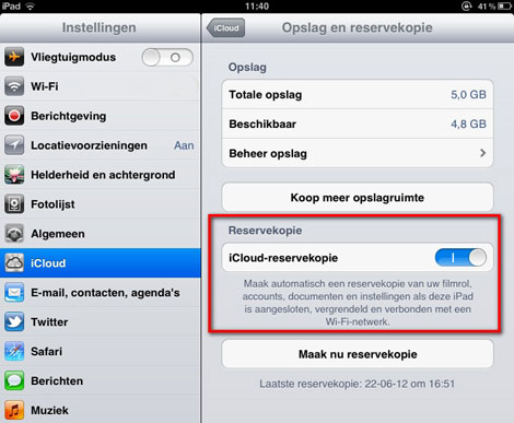 iCloud-reservekopie maken stelt u makkelijk in via Instellingen op uw iPhone