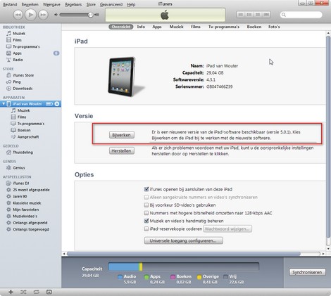 ipad upgraden naar een nieuwe versie van iOS